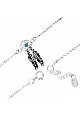 Silver anklet in the shape of a dreamcatcher